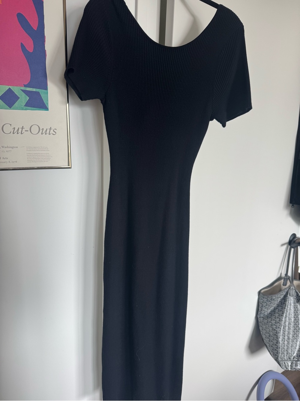 NAADAM Black Ribbed Short-Sleeve Maxi Dress
